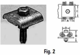 Permaground Copper Ground Clamp to Surface, Conductor Range 750-500, 2 Conductors, 1 Bolt, Single plate