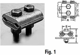 Permaground Copper Ground Clamp, Conductor Range 4-8 Sol, 2 Conductors, 2 Bolts, UL