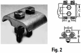 Permaground Copper Ground Clamp to Surface, Conductor Range 1000-750, 2 Conductors, 2 Bolts, Single plate, UL