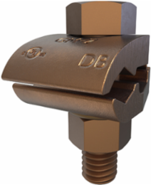Permaground Copper Ground Clamp, Conductor Range 2/0-4 Sol, 1 Conductor, 1 Bolt, 3/8in Bolt Size, Double Plate, UL