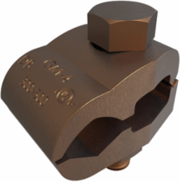Permaground Copper Ground Clamp, Conductor Range 500-300, 1 Conductor, 1 Bolt, 1/2in Bolt Size, Double Plate