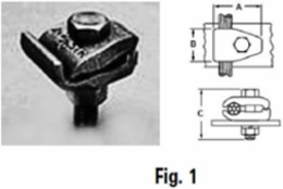 Permaground Copper Ground Clamp, Conductor Range 1000-750, 1 Conductor, 1 Bolt, 5/8in Bolt Size, Double Plate