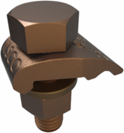 Permaground Copper Ground Clamp to Surface, Conductor Range 4-8 Sol, 1 Conductor, 1 Bolt, 3/8in Bolt Size, Single Plate, UL