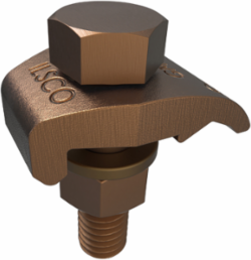 Permaground Copper Ground Clamp to Surface, Conductor Range 2/0-4 Sol, 1 Conductor, 1 Bolt, 3/8in Bolt Size, Single Plate, UL
