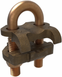 Permaground Copper U-Bolt Ground Clamp, Conductor Range 4-8 Sol, Pipe Size 1/4in, Ground Rod Size 1/2in, Rebar Size #4, UL, CSA