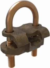 Permaground Copper U-Bolt Ground Clamp, Conductor Range 250-2/0 Sol, Pipe Size 1in, Ground Rod Sizes 1-1/8 to 1-1/4in, UL, CSA
