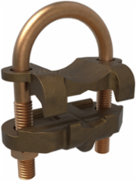 Permaground Copper U-Bolt Ground Clamp, Conductor Range 4-8 Sol, Pipe Size 1-1/4in, Ground Rod Sizes 1-3/8 to 1-1/2in, UL, CSA