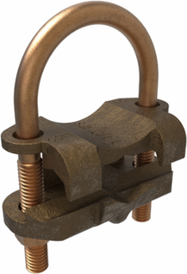 Permaground Copper U-Bolt Ground Clamp, Conductor Range 500-300, Pipe Size 1-1/2in, Ground Rod Sizes 1-5/8 to 1-7/8in, UL, CSA