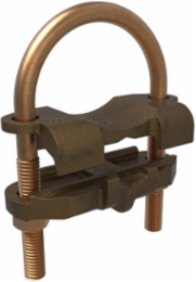 Permaground Copper U-Bolt Ground Clamp, Conductor Range 2/0-4 Sol, Pipe Size 2in, Ground Rod Sizes 2 to 2-3/8in, UL, CSA