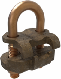 Permaground Copper U-Bolt Ground Clamp, Conductor Range 4-8 Sol, Pipe Size 3/8in, Ground Rod Sizes 5/8 to 3/4in, Rebar Size #6, UL, CSA