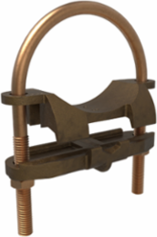 Permaground Copper U-Bolt Ground Clamp, Conductor Range 2/0-4 Sol, Pipe Size 3in, Ground Rod Sizes 3 to 3-1/2in, UL, CSA