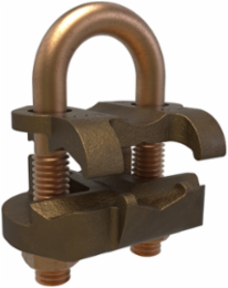 Permaground Copper U-Bolt Ground Clamp, Conductor Range 500-300, Pipe Size 3/8in, Ground Rod Sizes 5/8 to 3/4in, Rebar Size #6, UL, CSA