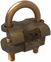 Permaground Copper U-Bolt Ground Clamp, Conductor Range 4-8 Sol, Pipe Size 1/2 to 3/4in, Ground Rod Sizes 3/4 to 1in, Rebar Size #8, UL, CSA
