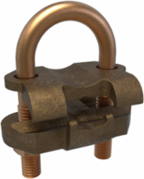 Permaground Copper U-Bolt Ground Clamp, Conductor Range 2/0-4 Sol, Pipe Size 1/2 to 3/4in, Ground Rod Sizes 3/4 to 1in, Rebar Size #8, UL, CSA