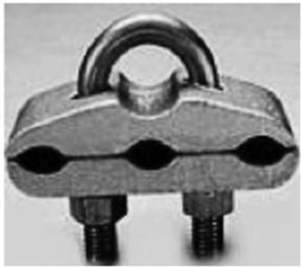 Permaground Copper Ground Clamp, Conductor Range 2/0-4 Sol, 3 Conductors, Pipe Size 3/8in, Ground Rod Sizes 5/8 to 3/4in