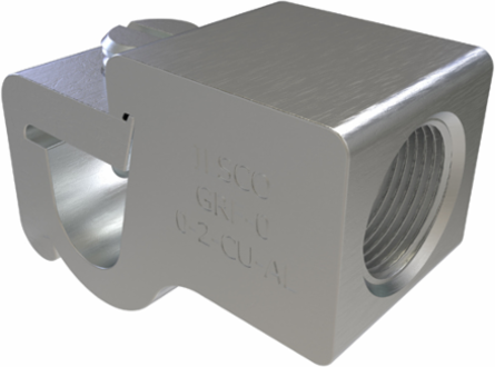 Permaground Aluminum Grounding Connector, Dual Rated, Conductor Range 1/0-2, Female, 1/2in Bolt Size, Tin Plated