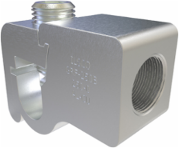 Permaground Aluminum Grounding Connector, Dual Rated, Conductor Range 250-1/0, Female, 5/8in Bolt Size, Tin Plated