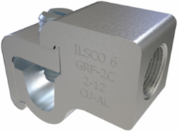 Permaground Aluminum Grounding Connector, Dual Rated, Conductor Range 2-12, Female, 3/8in Bolt Size, Tin Plated