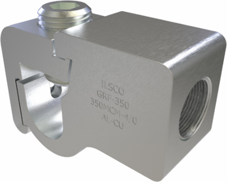 Permaground Aluminum Grounding Connector, Dual Rated, Conductor Range 350-4/0, Female, 5/8in Bolt Size, Tin Plated