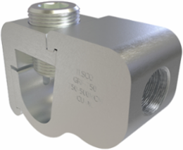 Permaground Aluminum Grounding Connector, Dual Rated, Conductor Range 750-500, Female, 3/4in Bolt Size, Tin Plated