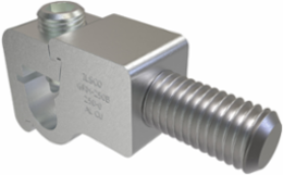 Permaground Aluminum Grounding Connector, Dual Rated, Conductor Range 250-1/0, Male, 5/8in Bolt Size, Tin Plated