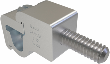 Permaground Aluminum Grounding Connector, Dual Rated, Conductor Range 2-12, Male, 1/4in Bolt Size, Tin Plated
