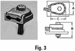 Permaground Copper Ground Clamp, Conductor Range 4-8 Sol, 1 Conductor, 1 Bolt, 1/2in Bolt Size, UL