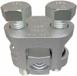 Copper Two-Bolt Split Bolt, Main Conductor Range 350-250, Tap Range 350-6, Tin Plated, UL