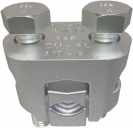 Copper Two-Bolt Split Bolt, Main Conductor Range 4/0-1/0, Tap Range 4/0-6, Tin Plated, UL