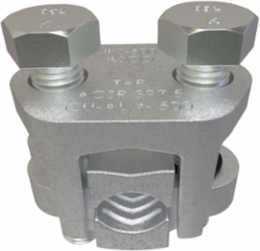 Copper Two-Bolt Split Bolt, Main Conductor Range 500-400, Tap Range 500-4, Tin Plated, UL