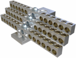 Aluminum Neutral Bar, Dual Rated, Main Conductor Range 350-6, Tap Range 4-14, 36 Tap Ports, 2 Holes, #10-32 Bolt, Tin Plated, UL, CSA