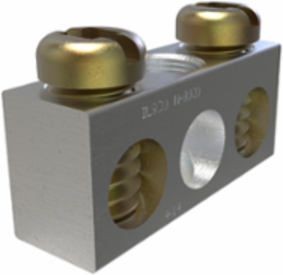 Aluminum Neutral Bar, Dual Rated, Conductor Range 4-14, 2 Ports, 1 Hole, #10 Bolt, Headed Slot Drive, UL, CSA