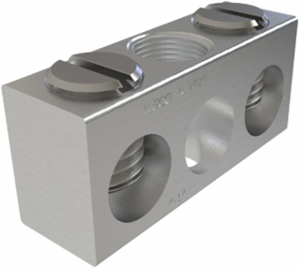Aluminum Neutral Bar, Dual Rated, Conductor Range 4-14, 2 Ports, 1 Hole, #10 Bolt, Headless Slot Drive, UL, CSA