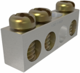 Aluminum Neutral Bar, Dual Rated, Conductor Range 4-14, 3 Ports, 1 Hole, #10 Bolt, Headed Slot Drive, UL, CSA