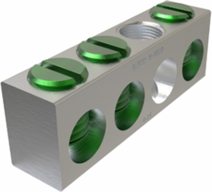 Aluminum Neutral Bar, Dual Rated, Conductor Range 4-14, 3 Ports, 1 Hole, #10 Bolt, Headless Slot Drive, UL, CSA