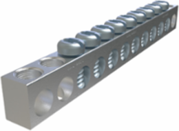 Aluminum Neutral Bar, Dual Rated, Conductor Range 4-14, 9 Ports, 2 Holes, #10 Bolt, Headed Slot Drive, UL, CSA