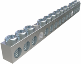 Aluminum Neutral Bar, Dual Rated, Conductor Range 4-14, 13 Ports, 2 Holes, #10 Bolt, Headed Slot Drive, UL, CSA