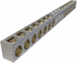 Aluminum Neutral Bar, Dual Rated, Conductor Range 4-14, 14 Ports, 1 Hole, #10 Bolt, Headless Slot Drive, UL, CSA