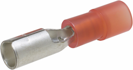 ILSCON Bullet Disconnect Terminal, Conductor Range 18-22, Female, Nylon Insulated, Red Color Code, Pack of 50
