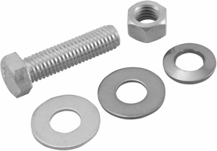 Mounting Hardware, Includes 1 Aluminum Bolt 1/2-13 x 2in, 1 Aluminum Nut, 1 Stainless Steel Belleville Washer, 1 Aluminum Flat Washer, and 1 Stainless Steel Flat Washer