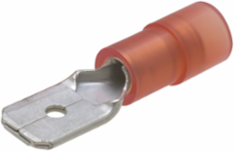 ILSCON Disconnect Terminal, Conductor Range 18-22, Male, Double Crimp, Nylon Insulated, Red Color Code, 0.250 x .032in Tab Size, Pack of 50