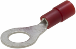 ILSCON Ring Terminal, Conductor Range 18-22, 1/4in Bolt Size, Nylon Insulated, Red Color Code, Pack of 50