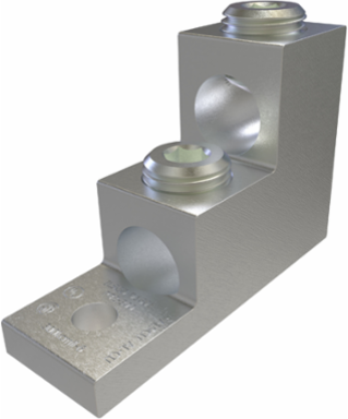 Aluminum Panelboard Lug, Dual Rated, Conductor Range 300-6, 2 Ports, 1 Hole, 5/16in Bolt Size, Tin Plated, UL, CSA