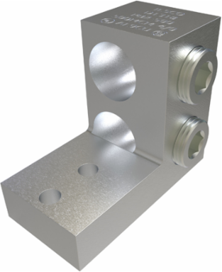 Aluminum Panelboard Lug, Dual Rated, Conductor Range 500-4/0, 2 Ports, 2 Holes, 1/4in Bolt Size, 11/16in Hole Spacing, Tin Plated, UL, CSA