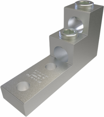 Aluminum Panelboard Lug, Dual Rated, Conductor Range 600-2, 2 Ports, 2 Holes, 1/2in Bolt Size, 1-3/4in Hole Spacing, Tin Plated, UL, CSA