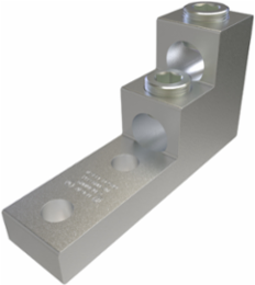 Aluminum Panelboard Lug, Dual Rated, Conductor Range 600-2, 2 Ports, 2 Holes, 1/2in Bolt Size, 1-3/4in Hole Spacing, Tin Plated, UL, CSA