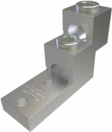 Aluminum Panelboard Lug, Dual Rated, Conductor Range 600-2, 2 Ports, 2 Holes, 3/8in Bolt Size, 1-3/8in Hole Spacing, Tin Plated, UL, CSA
