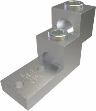 Aluminum Panelboard Lug, Dual Rated, Conductor Range 750-1/0, 2 Ports, 2 Holes, 3/8in Bolt Size, 1-3/8in Hole Spacing, Tin Plated, UL, CSA