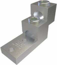 Aluminum Panelboard Lug, Dual Rated, Conductor Range 750-1/0, 2 Ports, 2 Holes, 3/8in Bolt Size, 1-3/8in Hole Spacing, Tin Plated, UL, CSA