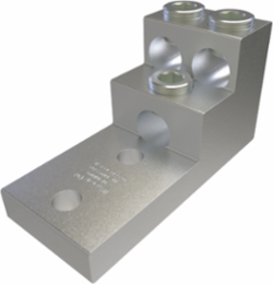 Aluminum Panelboard Lug, Dual Rated, Conductor Range 600-2, 3 Ports, 2 Holes, 1/2in Bolt Size, 1-3/4in Hole Spacing, Tin Plated, UL, CSA